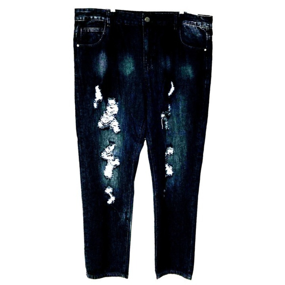 NWT Coosven Distressed Black Denim Jeans Streetwear Grunge Punk Mens 40 x 30.5